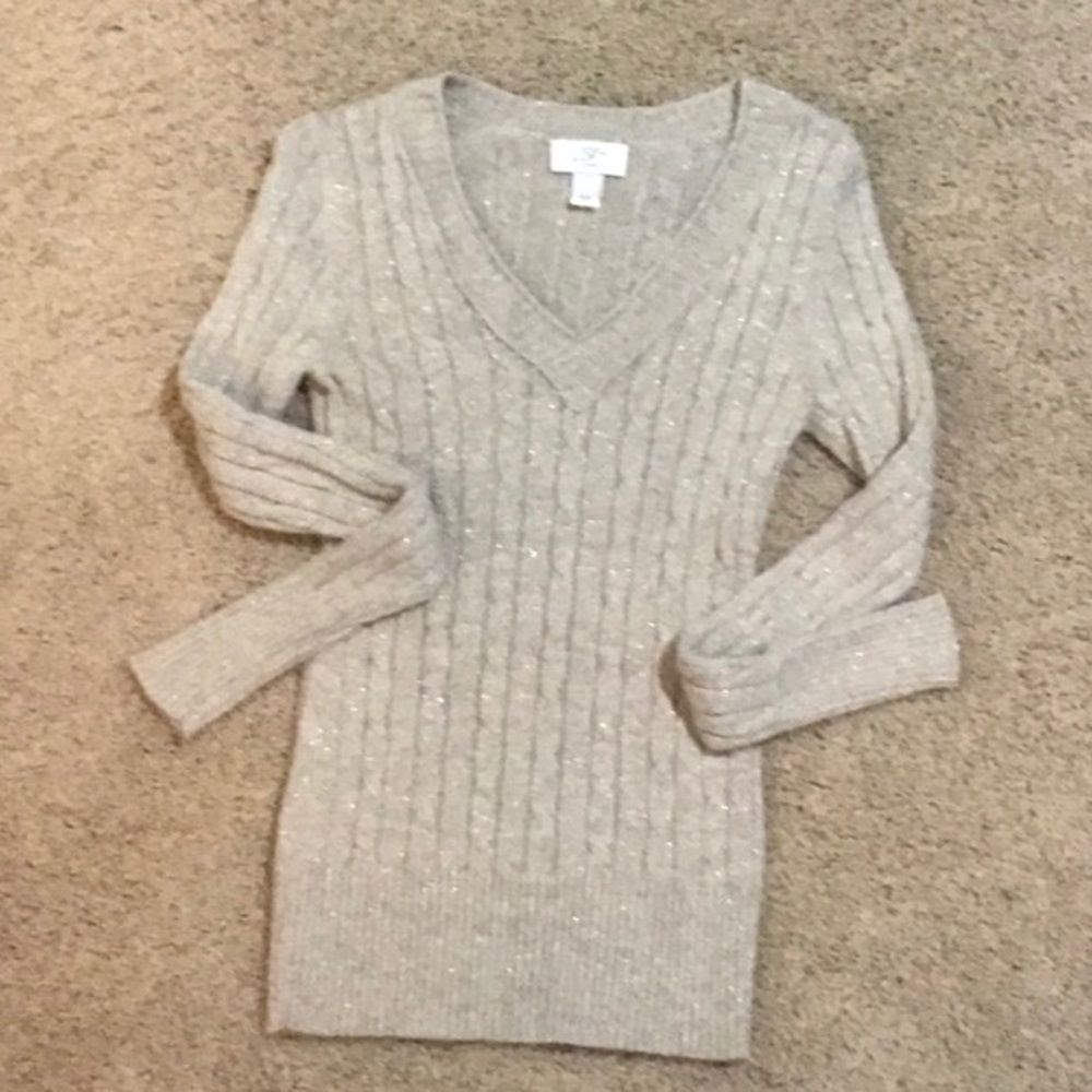 Ann Taylor Loft v neck sweater with shimmer